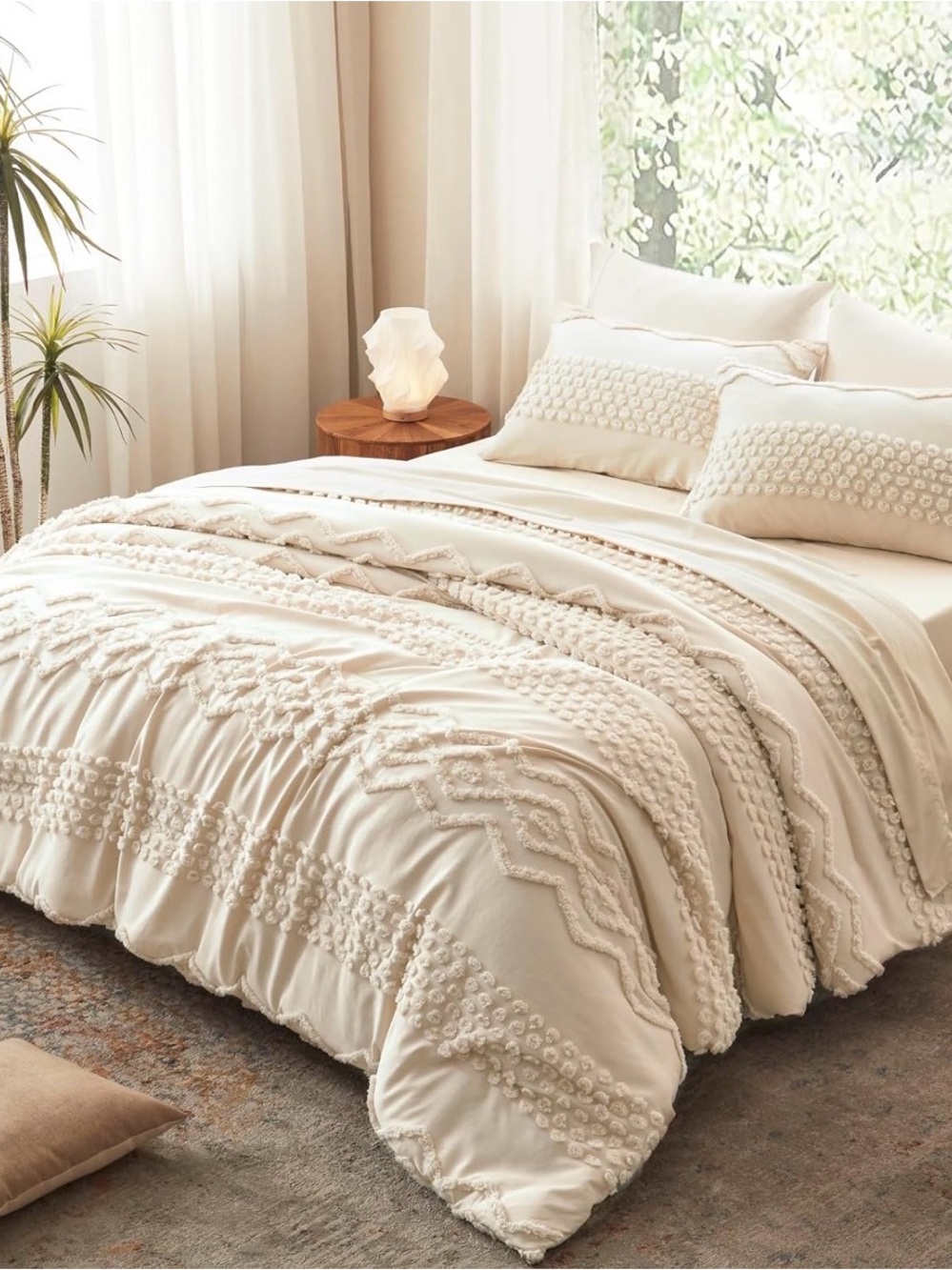 Textured BABY BEIGE Comforter Set - Cozy Neutral Bedding NEW